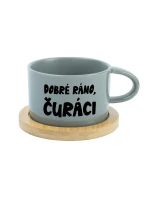 DOBRÉ RÁNO, ČURÁCI - šedý hrníček makronka 200 ml