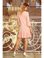 Dámské šaty s plisovanou sukní 228-1 Pudr růžová - Numoco Dámské šaty s plisovanou sukní 228-1 Pudr růžová - Numoco