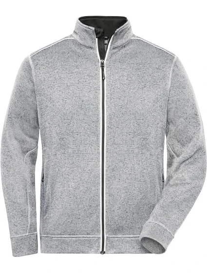 Daiber JN 898 Pánská pracovní pletená fleece bunda - Solid 02.0898 white melange/carbon Daiber JN 898 Pánská pracovní pletená fleece bunda - Solid 02.0898 white melange/carbon