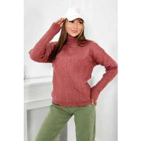 Svetr s ozdobným volánkem tmavě růžová