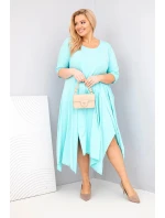 Dámská bavlněná sukni Plus Size s asymetrickým spodním lemem mátová