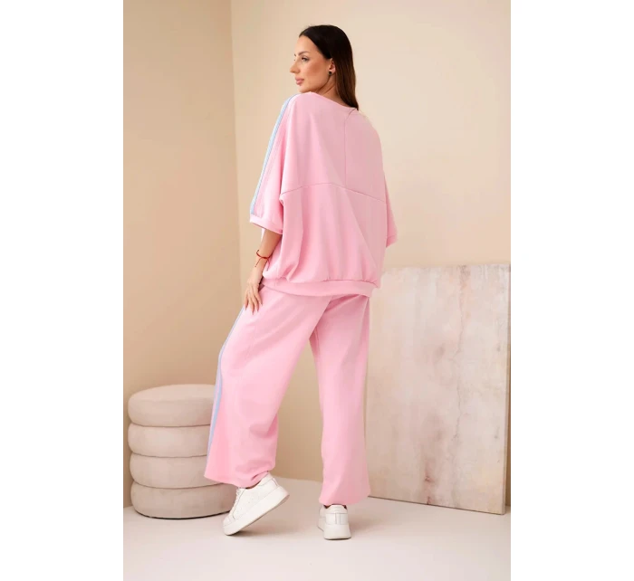 Dámský set viskózový máslový s širokou nohavicí a volnou blůzou světle růžový Dámský set viskózový máslový s širokou nohavicí a volnou blůzou světle růžový