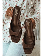 Dámské pantofle na podpatku Čokoládové model 22092057 - Boto