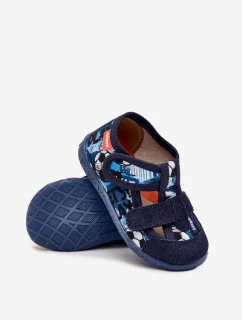 Dětské papuče na suchý zip – tmavě modré Reathiana (s motivem míčů)