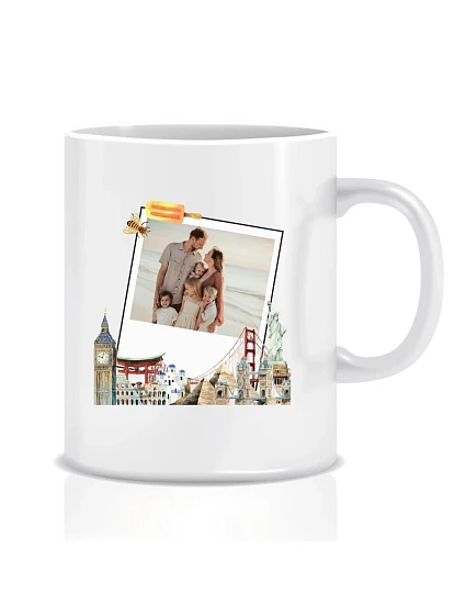 Personalizovaný klasický bílý keramický hrníček 300 ml s polaroidem z dovolené Personalizovaný klasický bílý keramický hrníček 300 ml s polaroidem z dovolené