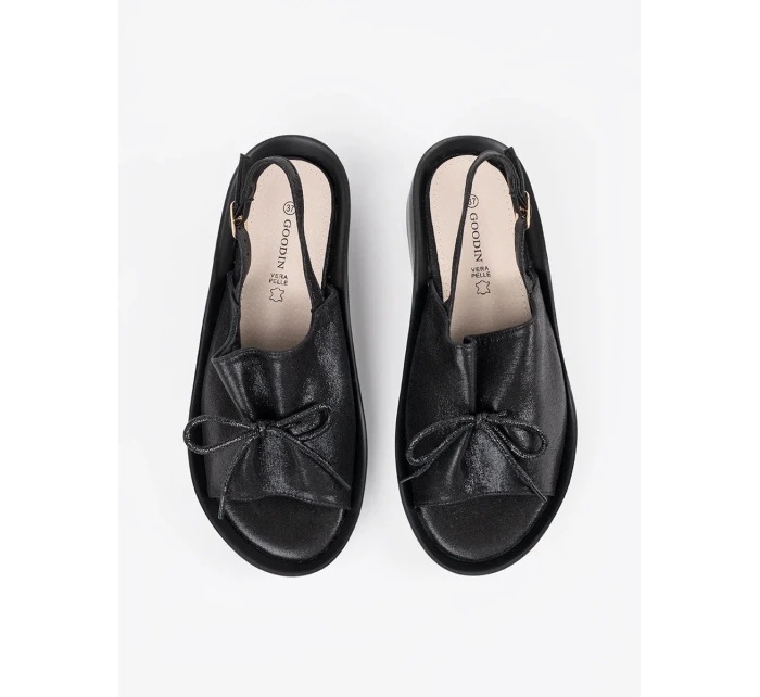 Komfortní  sandály černé dámské na klínku