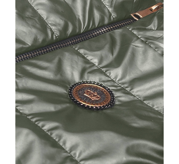 Krátká dámská vesta v khaki barvě se stojáčkem model 18202438 - S'WEST