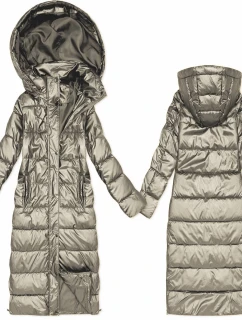 Tmavě béžová dlouhá prošívaná bunda pro přechodné období s kapucí model 21439632 - HONEY WINTER