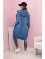 Dámská zateplená mikina s kapucí a zipem džínovina