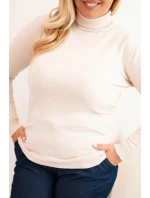 Dámský viskózový svetr Plus Size s klasickým střihem béžový Dámský viskózový svetr Plus Size s klasickým střihem béžový