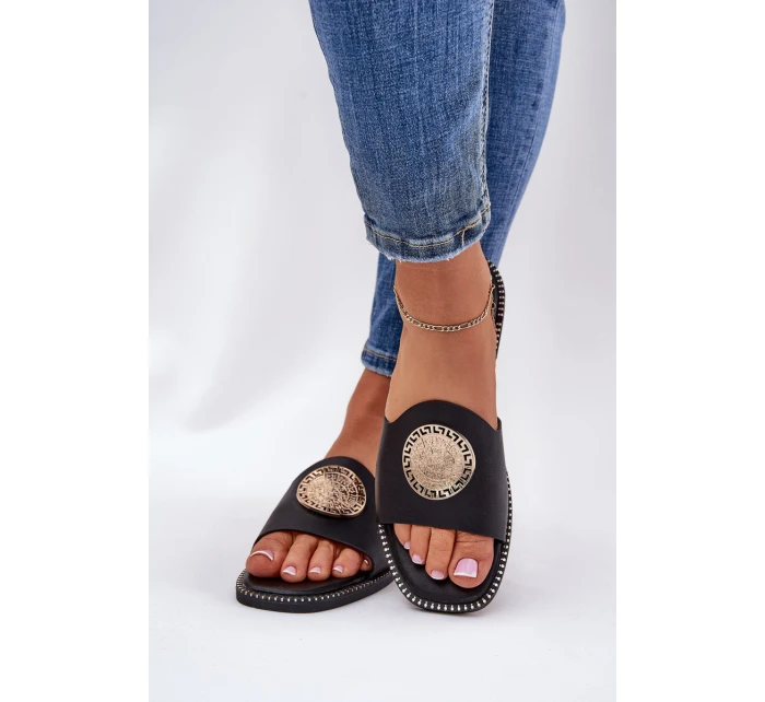 Pantofle Na Podpatku S Dekorací Černé model 21685588 - Boto Pantofle Na Podpatku S Dekorací Černé model 21685588 - Boto