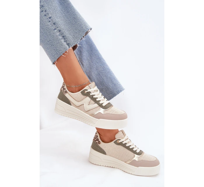 Dámské Tenisky Na Platformě Leopardí Béžové model 21702047 - Boto Dámské Tenisky Na Platformě Leopardí Béžové model 21702047 - Boto