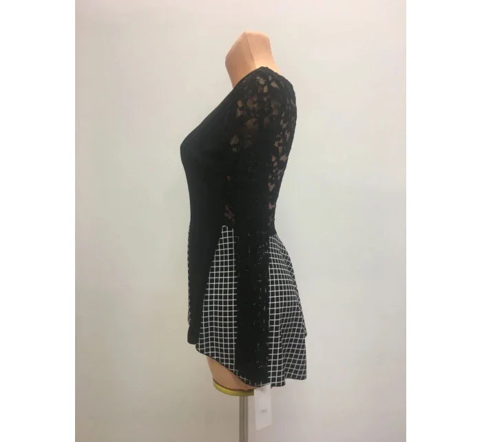 Dámský top tričko s květinovými rukávy dlouhý rukáv černobílé / UNI model 15042883 - OEM Dámský top tričko s květinovými rukávy dlouhý rukáv černobílé / UNI model 15042883 - OEM