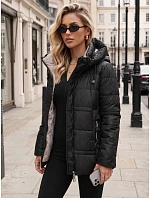 Kurtka damska zimowa pikowana z kapturem czarna model 22350719 - FashionStreet Kurtka damska zimowa pikowana z kapturem czarna model 22350719 - FashionStreet