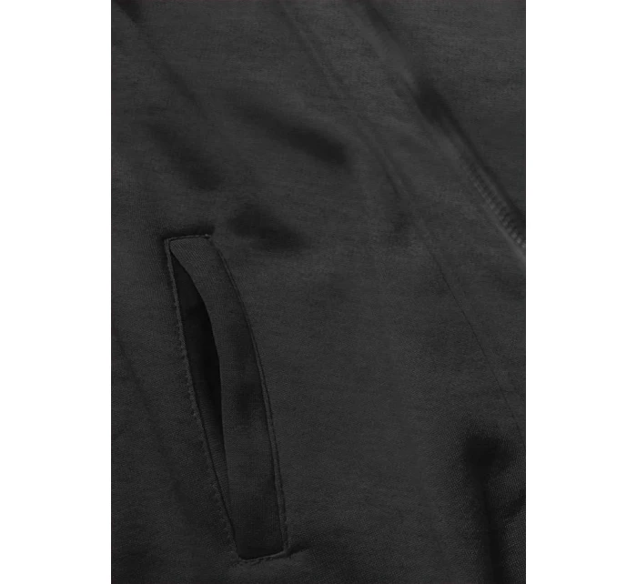 Dlouhá dámská rozepínací mikina v grafitové barvě (AMG815)