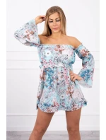 Španělské květinové šaty v mátové barvě Španělské květinové šaty v mátové barvě