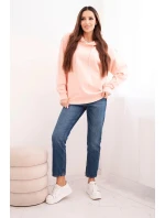 Dámská mikina s kapucí a klokankou z bavlny lososová