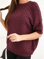 Dámský bavlněný model 22391374 svetr s krátkým rukávem švestkový - K-Fashion Dámský bavlněný model 22391374 svetr s krátkým rukávem švestkový - K-Fashion