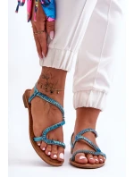 Dámské Nákladní Sandály S Ozdobami Modré Hayen Dámské Nákladní Sandály S Ozdobami Modré Hayen