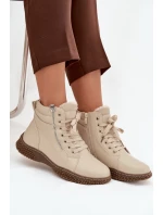 Dámské kotníkové boty s teplým kožíškem z eko kůže béžové Ulverina Dámské kotníkové boty s teplým kožíškem z eko kůže béžové Ulverina