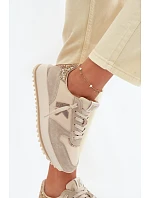 Kožené Semišové Dámské Tenisky Na Platformě  Béžové model 22073057 - VINCEZA