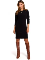 S178 Svetrové šaty s dlouhým rukávem - černé
