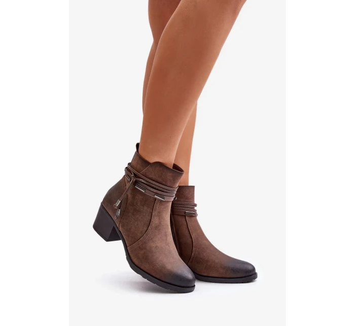 Dámské Kotníkové Boty Na Podpatku Zateplené Hnědé Lobina Dámské Kotníkové Boty Na Podpatku Zateplené Hnědé Lobina