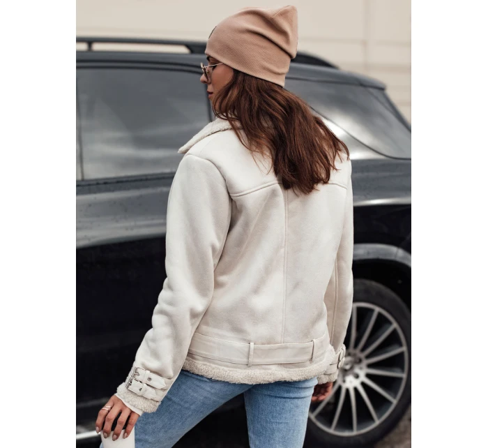 Dámská semišová bunda LEVERINO s ovčí kůží bílá FashionStreet TY4732