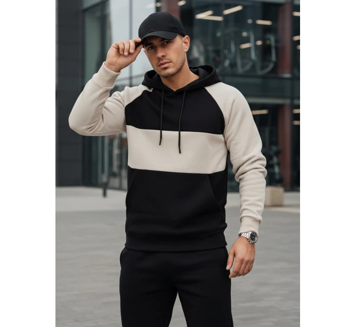 Pánská základní mikina s kapucí s a černými pruhy Dstreet model 21986006 - FashionStreet