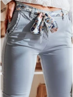 Dámské látkové chinos kalhoty s páskem modré Dstreet model 21986205 - FashionStreet