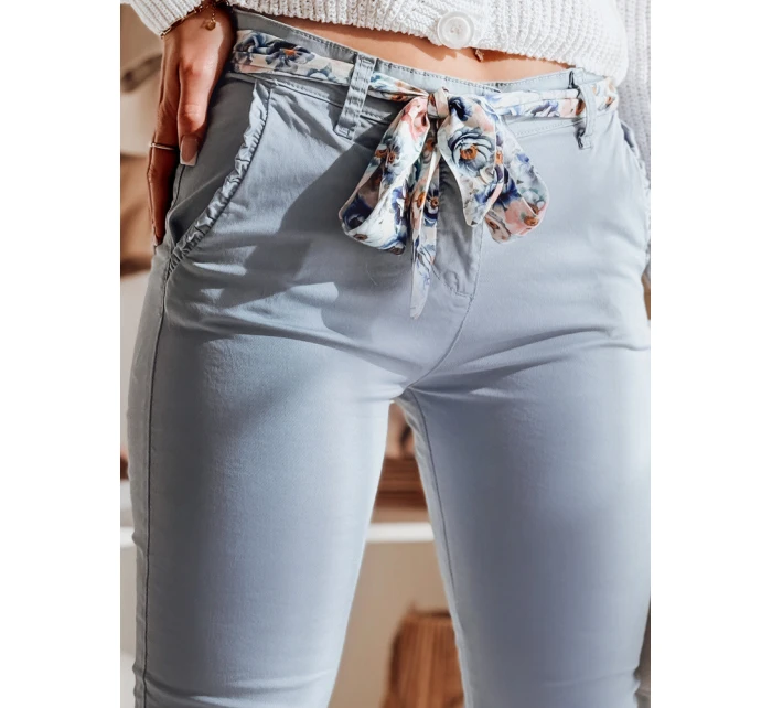 Dámské látkové chinos kalhoty s páskem modré Dstreet model 21986205 - FashionStreet