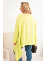 Dámská tunika Plus Size z bavlny s asymetrickým spodním lemem jasno pistaciová