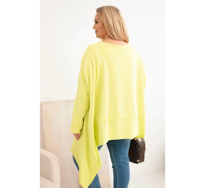 Dámská tunika Plus Size z bavlny s asymetrickým spodním lemem jasno pistaciová