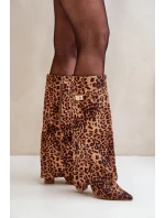 Dámské Kozačky Na Podpatku Kolena Leopardí Hnědé model 21679655 - Boto