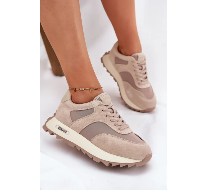 Semišové Sneakersy Na Platformě Dámské Big Star RR274897 HI-POLY SYSTEM Béžové Semišové Sneakersy Na Platformě Dámské Big Star RR274897 HI-POLY SYSTEM Béžové