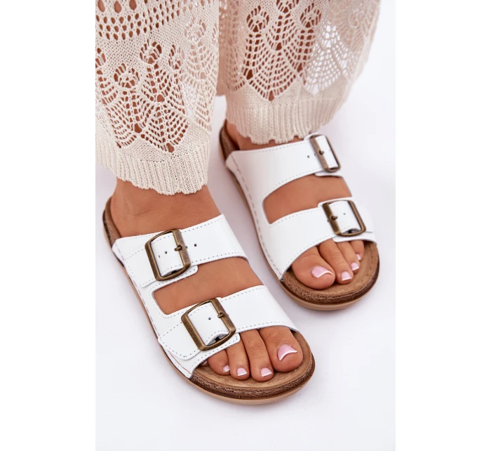 Dámské Kožené Pantofle S  Bílé model 21699725 - Inblu