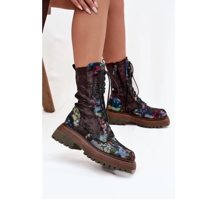 Dámské kožené workery model 21725135 Multikolor - Maciejka