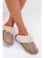 Dámské pantofle s kožíškem – khaki Carisse Dámské pantofle s kožíškem – khaki Carisse