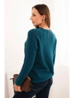 Dámský svetr z baby alpaky s dlouhým rukávem mořský