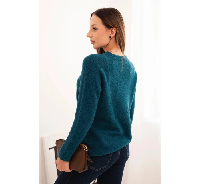 Dámský svetr z baby alpaky s dlouhým rukávem mořský