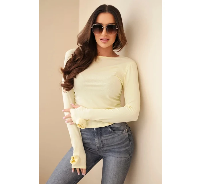 Dámská pruhovaná blůza se sklady po stranách žlutá
