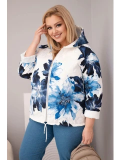 Dámská jarní bunda Plus Size s květinovým vzorem granátová