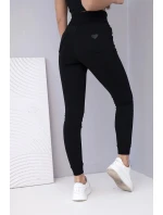 Dámské teplákové kalhoty s vysokým pasem a šňůrkou černé Dámské teplákové kalhoty s vysokým pasem a šňůrkou černé