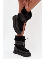 Dámské Sněhule S Kožešinou A Šněrováním Na Platformě Černé model 21705611 - Boto Dámské Sněhule S Kožešinou A Šněrováním Na Platformě Černé model 21705611 - Boto