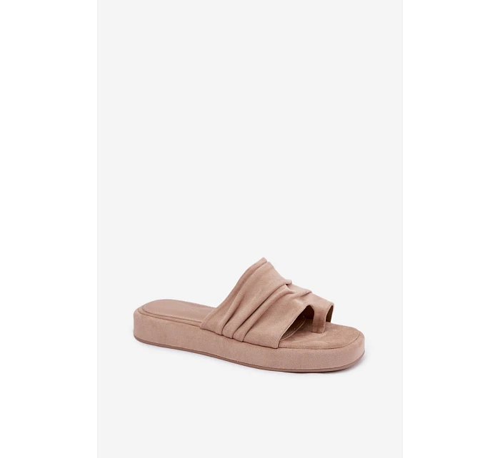 Dámské pantofle s řasením Béžové Gelmira