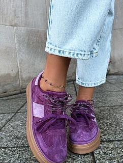 Dámské kožené semišové tenisky s izolací Big Star model 22386473 fialové - Big Star Shoes