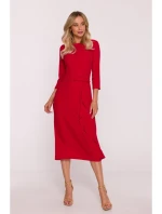 S425 Šaty s volánkem - červené