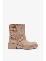 Dámské Kožené Kotníkové Boty Na Nízkém Bloku Podpatku S Pásky Zazoo 3644 Béžové Dámské Kožené Kotníkové Boty Na Nízkém Bloku Podpatku S Pásky Zazoo 3644 Béžové