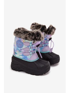 Dívčí sněhule s kožíškem a stahováním Lee Cooper – fialové