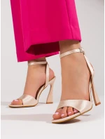 Výborné dámské  sandály hnědé na jehlovém podpatku